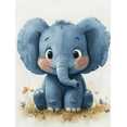 thumbnail image 1 of Qisvanset 12x16 Inch With Frame 2D Flat Wall Art Cute Watercolor Elephant Safari Nursery Wall Art Print, 1 of 8