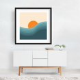thumbnail image 2 of Retro style abstract sunset landscape - Illustration Abstract Minimalist Ocean Sunset Waves Coastal Geometric Black Framed Wall Art Print 10 x 10 inches, 2 of 3