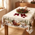 thumbnail image 4 of 2026 Christmas Indoor Home Decor Christmas Tablecloth Decor Waterproof Washable Xmas Holiday Table Cover Festive Printed Rectangle Table Cloth For Dining Table Kitchen Party Indoor Outdoor, 4 of 7
