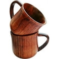thumbnail image 1 of Nvzi Natural Solid Wooden Tea Cup Set, Elegant Japanese Jujube-Wood Coffee Mug Handcrafted Small Desk Cup With Handle (2 Pcs), 1 of 5