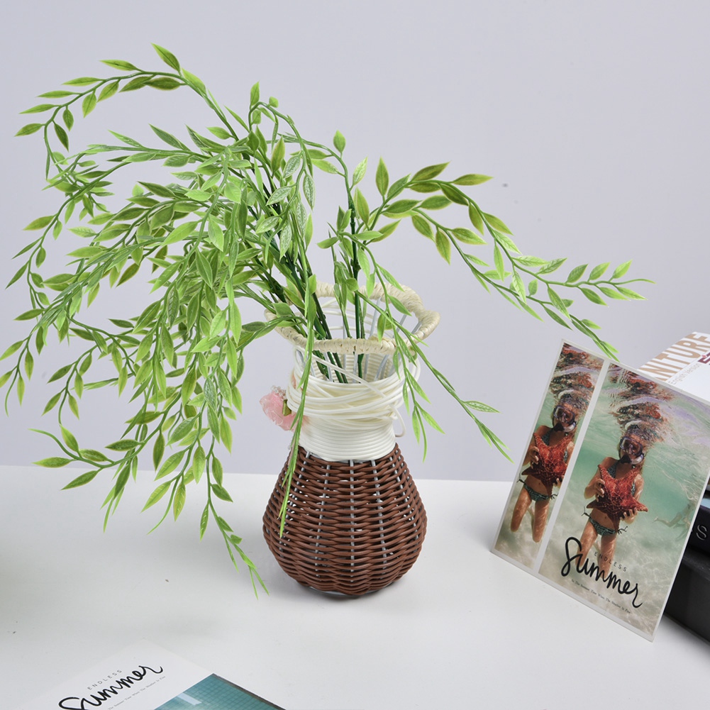 OTVIAP Short Artificial Fake Willow Branches Wicker Plastic Green Plant
