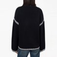 thumbnail image 4 of Wyzesi Pull Femme Plus Confortable Automne Hiver Couleur Unie Tricoté avec Design en Blocs de Couleur Manches Longues Col Rond, 4 of 5
