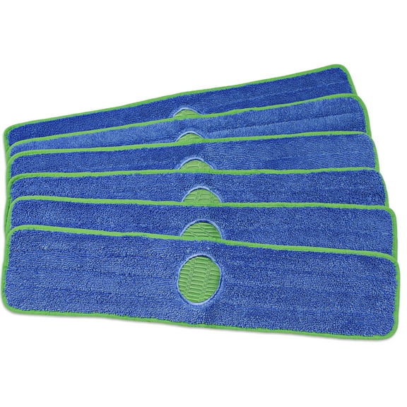 CleanAide® Spot Cleaning Twist Yarn Microfiber Mop Pad with Scrubber 24 Inches Green 6 Pack