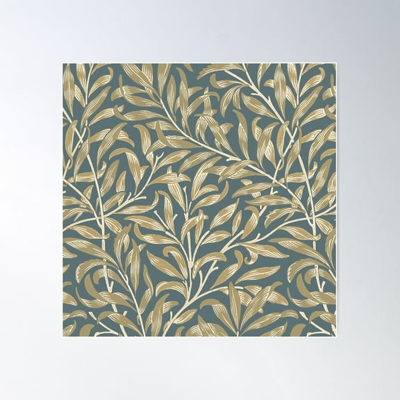 Vintage Vine Floral Leaf Design Pattern Blue Poster Wall Art, Modern Wall Decor For Living Room Bedroom, 8x12 UNFRAMED