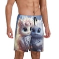 thumbnail image 2 of Fuzoiu Cute Animal Couple Print Pajama Shorts for Men, Men's Pajama Bottoms,Mens Lounge Sleepwear,Pajama Pants with Pocket-Small, 2 of 6