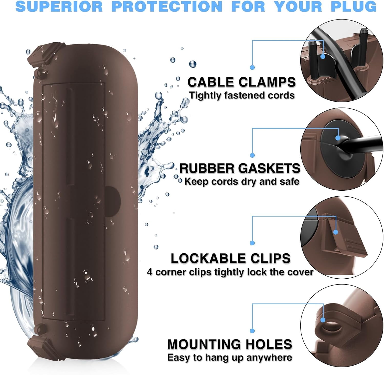 Outdoor Extension Cord Safety Cover with Waterproof Seal, Weatherproof Electrical Connection Box to Protect Outdoor Outlet, Plug, Socket, Christmas Holiday Decoration Light