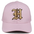 thumbnail image 2 of Daxton Premium Mid Profile Hat Semi Curved Visor Pink Cap Black Gold Gothic Embroidered, Letter H, 2 of 3