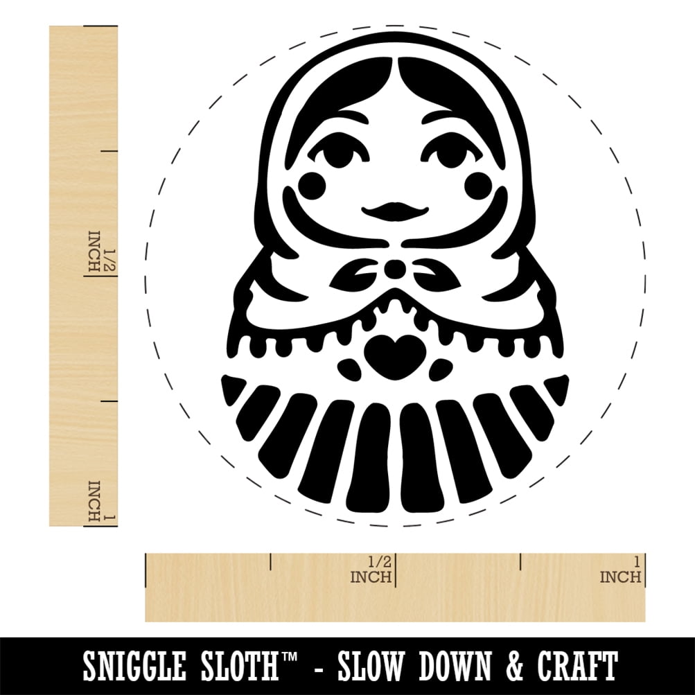 Russian Nesting Doll Matroyshka Babushka Self-Inking Rubber Stamp Ink Stamper - Fuchsia Ink - Medium 1 Inch