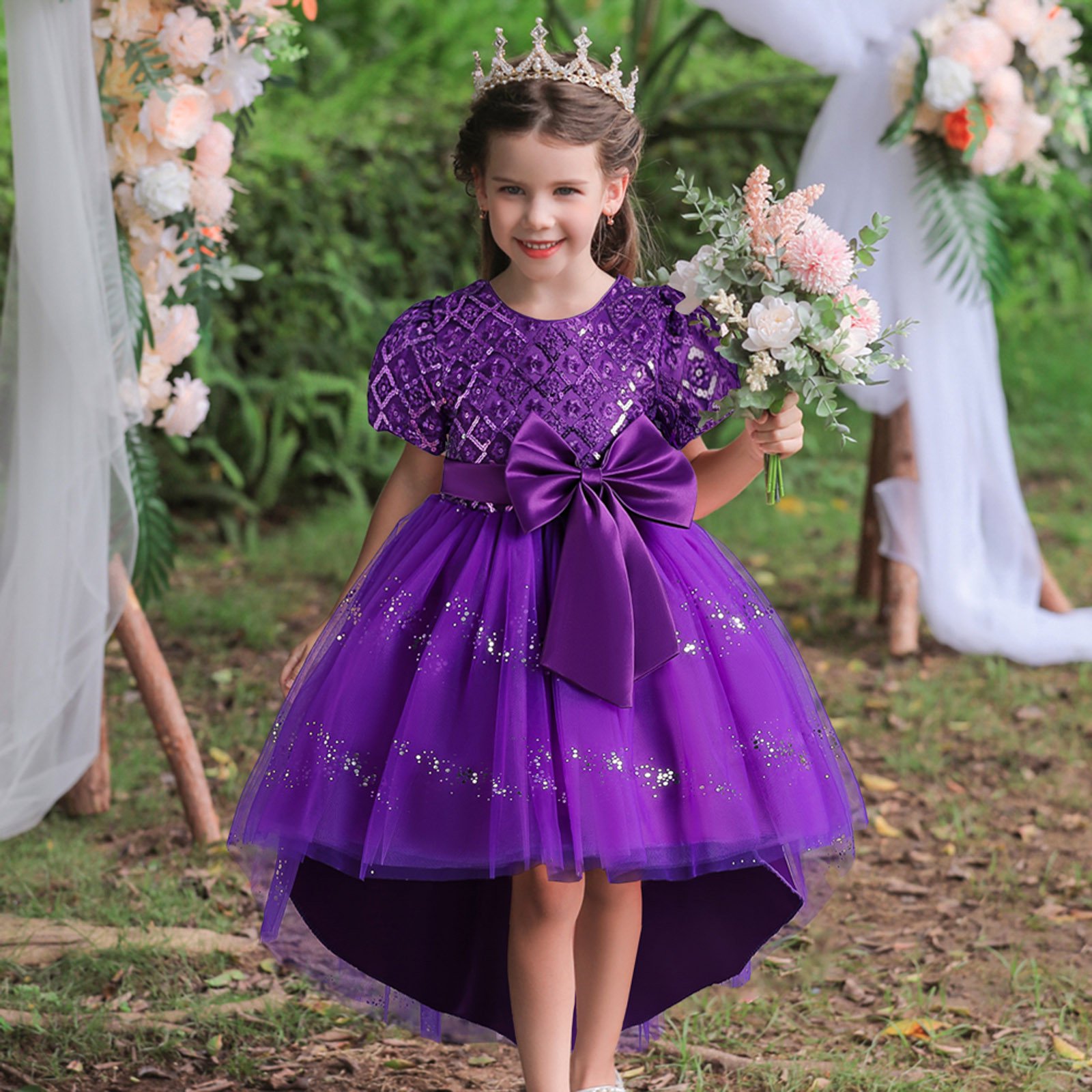 strapless open back dress Deep Purple Velvet Plus Size Toddler Girl's Dress  Nancy Long Sleeve   WonderlandByLilian