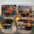 thumbnail image 6 of 52" Fire Pits for Outside, Foldable Fire Pits with 26" Fire Stove and Table, Cold-Rolled Steel Fire Pit Tables with BBQ Net, Poker, Grill Brush and Protective Cover, 6 of 11