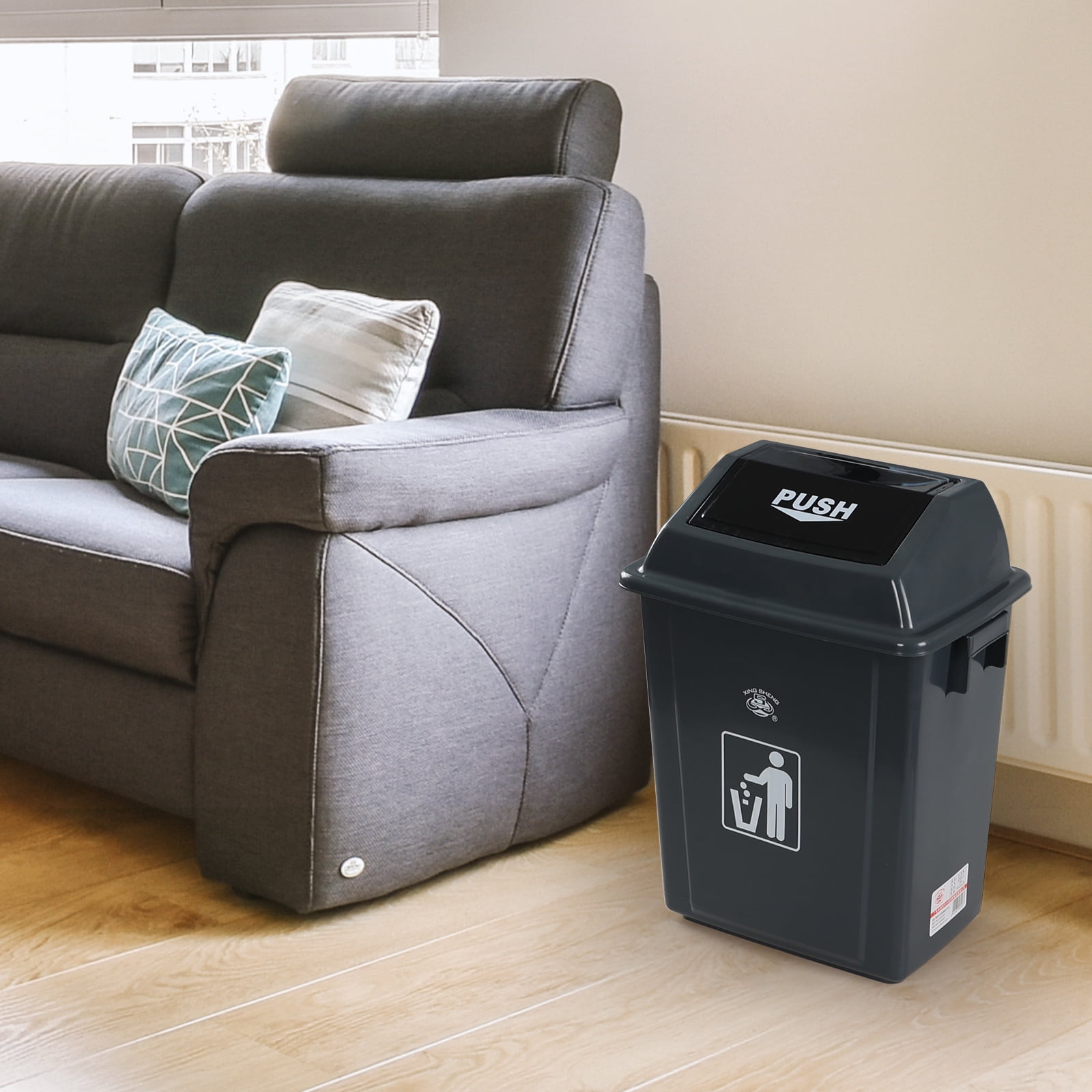Dehouse 6 Gallon Swing Lid Trash Can for Kitchen, 4 Pack Plastic Swing Top Lid Kitchen Garbage Trash Can, Gray