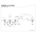 thumbnail image 2 of Kingston Brass KS6361LL  Two-Handle Deck Mount Roman Tub Faucet, Polished Chrome, 2 of 4