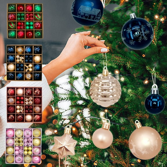 MORESEC XUld Home 44-Piece Christmas Ball Set Plastic Multicolor Shatterproof Ornaments for Tree Window Party and Holiday Decor Christmas Gifts