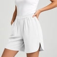thumbnail image 5 of Sheghy Cotton Shorts Cotton Women Solid Elastic Waist Daily Casual Shorts with Side Storage Pockets White M, 5 of 7