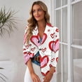 thumbnail image 2 of Women Blazer Jackets Boyfriend Open Front Lapel Collar Business Work Office Suit Jackets Long Sleeve Suit Coat Valentines Day Suit, 2 of 3