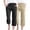 Khaki, variant on Womens 2 Pack Capris Pants Cotton Linen Casual Summer Straight Wide Leg Baggy Drawstring Elastic Waist Cropped Trousers