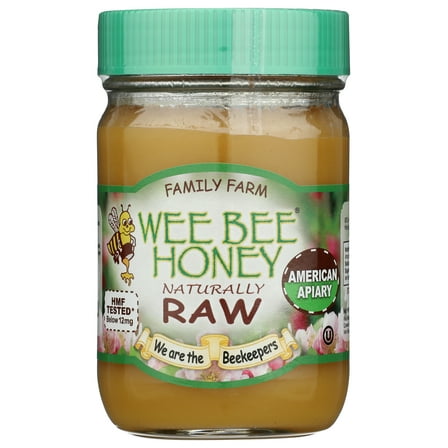 Pack of 12, Wee Bee Natural Raw Honey, 16 oz