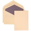JAM Paper Wedding Invitation Set, Medium, 5 1/4 x 7 1/4, Ivory Card with Purple Lined Envelope and Ivory Simple Border Set, 50 cards