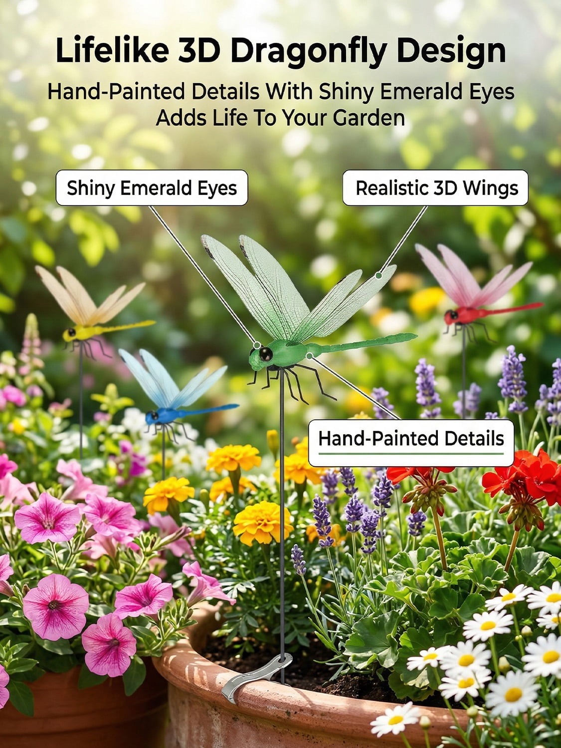 Dragon Fly Clips For Bugs Repellent Dragonfly Clip Bug Repellent To Keep Away Artificial Fake 3D Dragonflies With Clip On For Hat Outdoor Garden Yard Patio Plastic Decorative