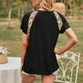 thumbnail image 3 of Femmes T-shirt Imprimé Manches Courtes Col Rond Été T Haut Décontracté, Noir, S, 3 of 8