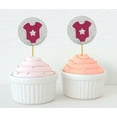 thumbnail image 1 of Darling Souvenir, Glitter Baby T-Shirt Baby Shower Cupcake Toppers, Dessert Decorations - Pack Of 20, 1 of 3