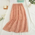 thumbnail image 2 of abtuhar High Waisted Skirts for Women,Women's Skirts,Womens Floral Print Boho Maxi Skirt Elastic High Waist Pleated Ruffle Flowy Long Skirts Pink, 2 of 4