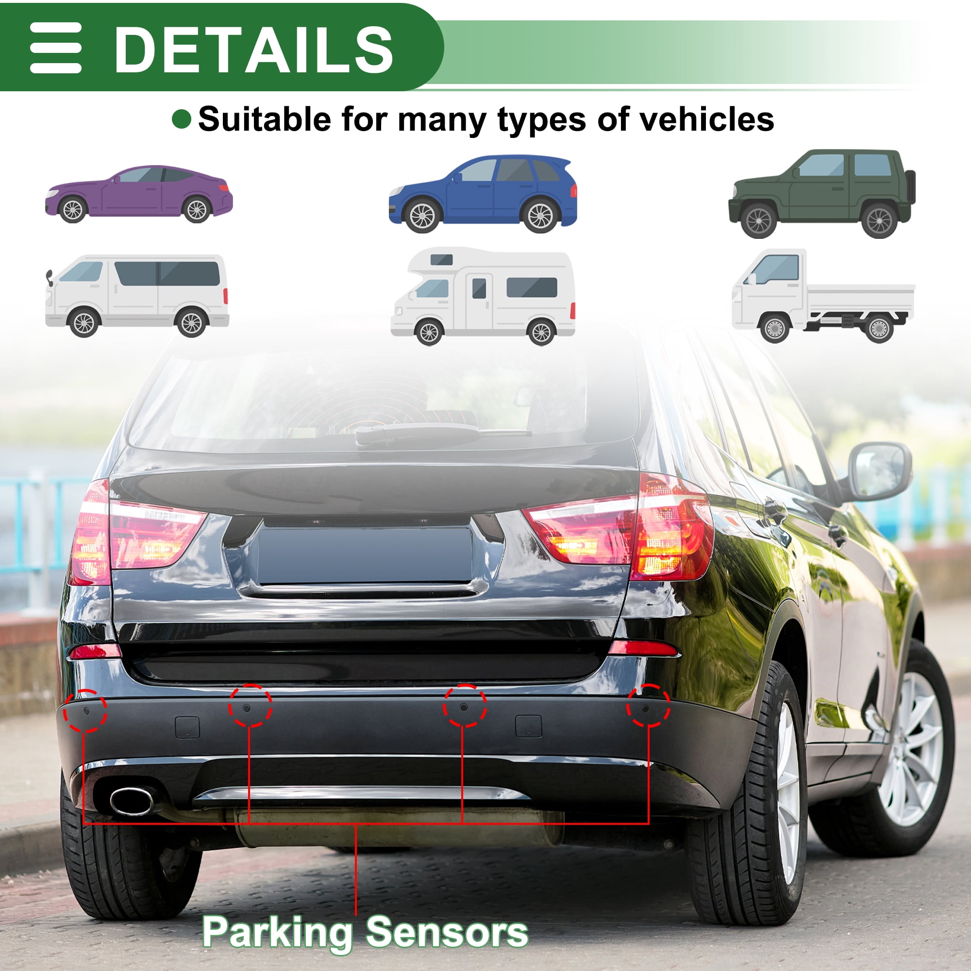 Unique Bargains Auto Vehicle Backup Radar System Sensors Alarm Reminder Silver