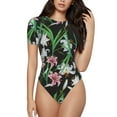 thumbnail image 2 of Picia Lilies Flowers Womens One Piece Swimsuits Modest Tummy Control Bathing Suits Lace Up Slimming Swim Suit-X-Large, 2 of 9