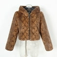 thumbnail image 4 of Hooded Leopard Print Jacket Plush Cropped Jacket Autumn Winter Jacket, 4 of 7