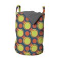 thumbnail image 1 of Retro Laundry Bag, Spotty Pattern with Orange and Green Circles in Diagonal Direction, Hamper Basket with Handles Drawstring Closure for Laundromats, 13" x 19", Yellow Green Orange, by Ambesonne, 1 of 4