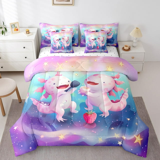 YST, Cartoon Wildlife, Comforter Set, Ocean Theme, 7-Piece, Axolotl, Full