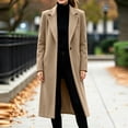 thumbnail image 5 of Karymi Casual Solid Long Wool Blend Jackets for Women, Notched Lapel Collar, Long Sleeve, Single‑Breasted One Button Closure, Side Pockets, Elegant Long Fall Winter Outerwear, 5 of 9