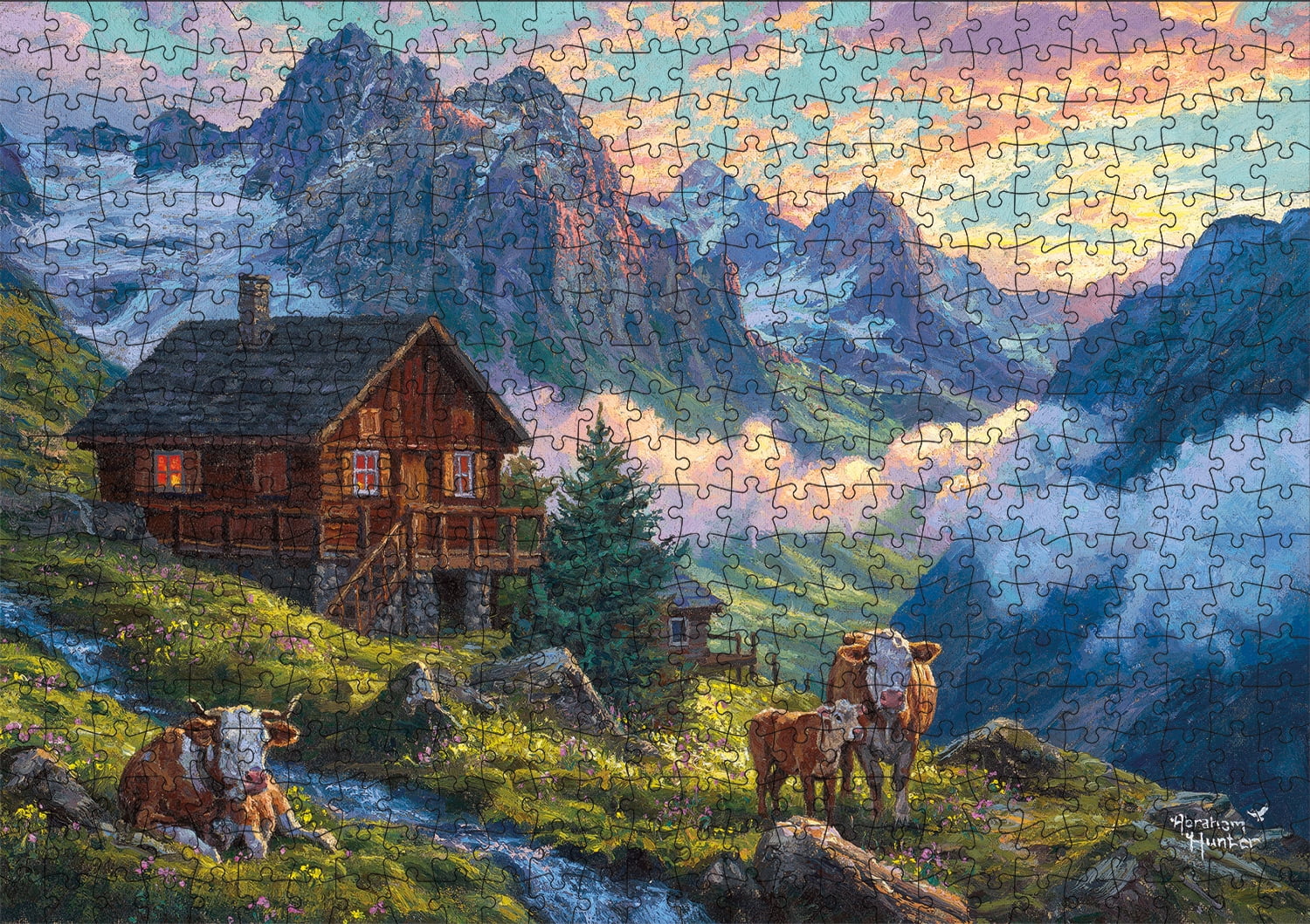 Buffalo Games Abraham Hunter Alpine Farm 500-Piece Interlocking Jigsaw Puzzle
