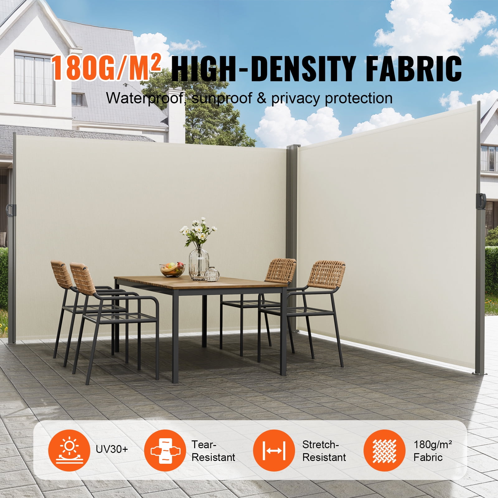 KFFKFF Retractable Side Awning 79''x 236'' Patio Screen Fence Divider Fencing