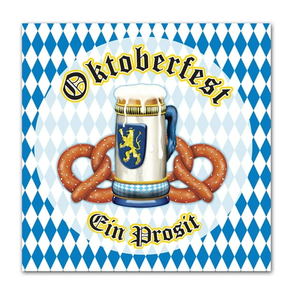 Beistle 6 1/2" x 6 1/2" Oktoberfest Luncheon Napkins Blue/White 48/Pack 58109