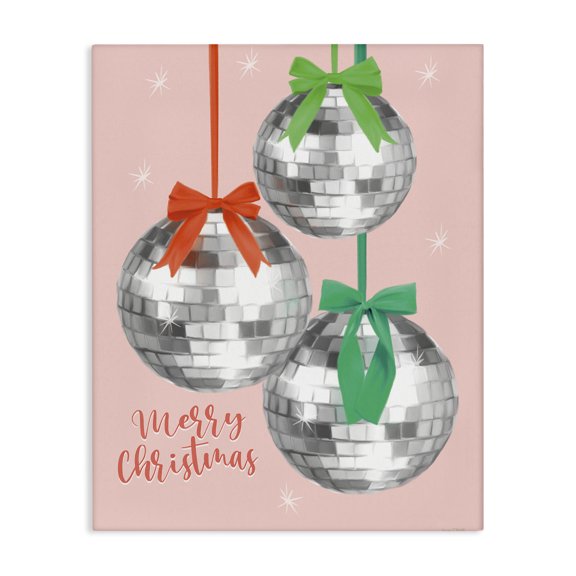 Stupell Industries - Merry Christmas Disco Balls Canvas Art, 16 x 20, Made In USA