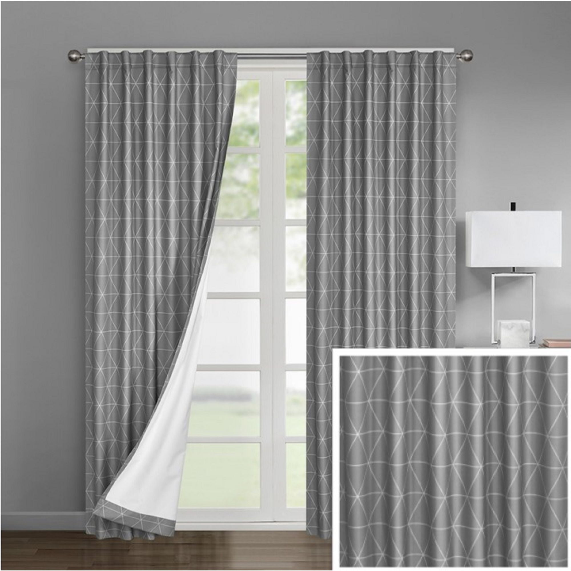 Urban Shop Geometric Print Room Darkening Rod Pocket Curtain Panel Set Of 2 Walmart Com Walmart Com