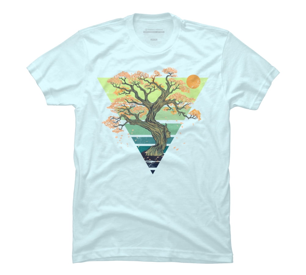 Summer Tree Mens Light Blue Graphic Tee 