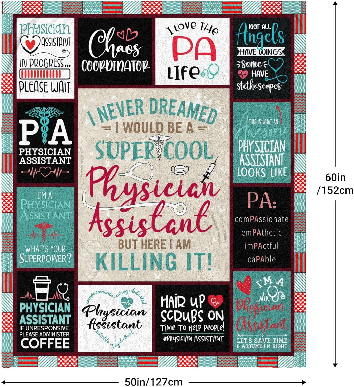 Christmas Physician Assistant Gifts for Women, Gifts for A Physician Assistant, PA Gifts for Women, PA Appreciation Gifts, White Coat Ceremony Gifts for PA Sthdent Throw Blanket 50x60