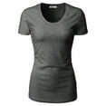 thumbnail image 2 of H2H Women Casual Slim Fit T-Shirt Top Short Sleeve Cotton Basic Designed CHARCOAL US S/Asia M (CWTTS244), 2 of 6