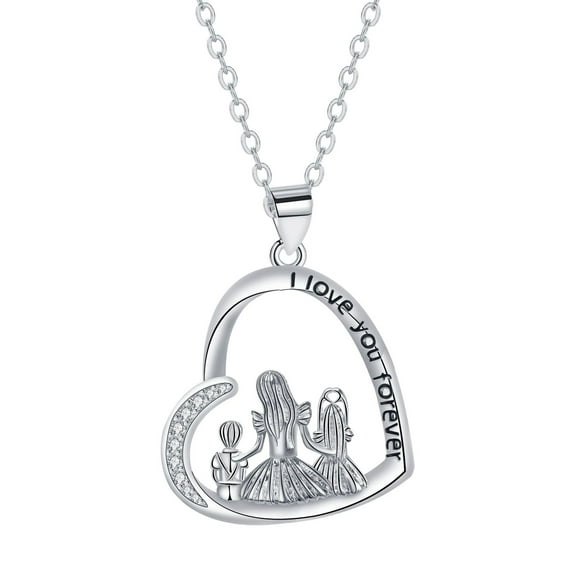Infinity Love Heart Necklaces for Women Grandma Granddaughter Cute I Love You Forever CZ Chain Pendant Necklace Mothers Day Birthday Jewelry Gifts for Mom Dad Daughter