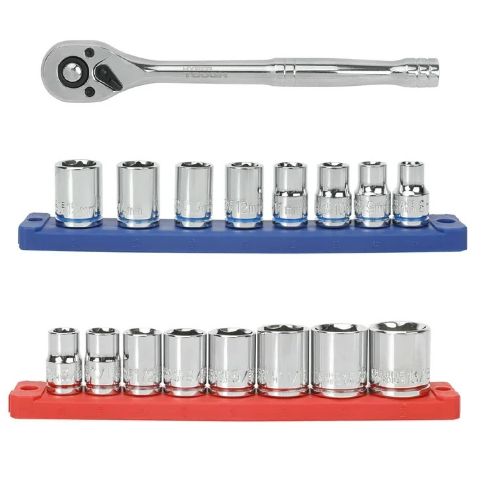 Hyper Tough 19-Piece 3/8 Inch Drive Ratchet Socket Set photo 1