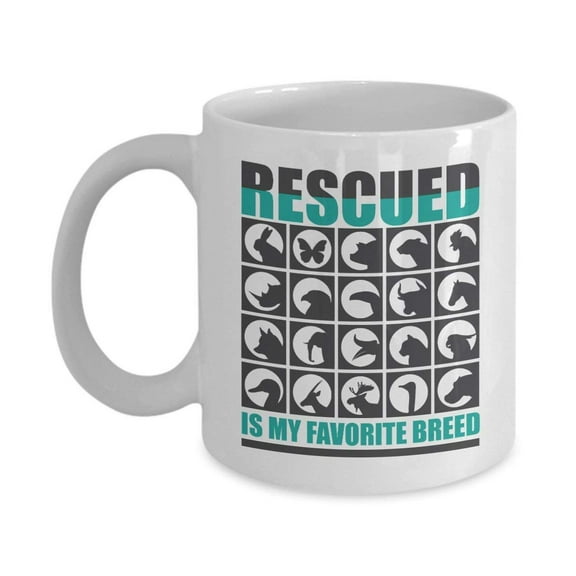 Rescued Is My Favorite Breed Coffee & Tea Gift Mug Stuff For Veterinarians, Animal And Pet Lovers
