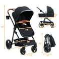 thumbnail image 2 of 2-in-1 Bassinet Stroller, Lightweight Foldable Baby Stroller with Reversible Seat, Adjustable Canopy & All-Terrain Wheels for Newborns 0-3 Years, 2 of 9