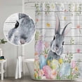 thumbnail image 5 of Easter Shower Curtain, Waterproof Shower Curtains for Bathroom, Spring Bunny Colorful Eggs Plants Wooden Grain Washable Fabric Bathtub Curtain Set Bath Decor with 12 Hooks 48"x72", 5 of 8