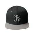 thumbnail image 2 of Daxton Classic Snapback Old English A to Z Numbers Initials Flat Bill Visor Cap-Black Grey Hat, Letter B, 2 of 3