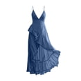 thumbnail image 6 of ClodeEU Women's Spaghetti Strap Irregular Ruffle Hem Boho Maxi Dress,Asymmetrical Flowy Beach Sundress Blue,Women's Plus L, 6 of 6