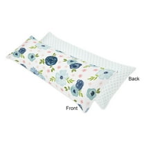 Sweet Jojo Designs Watercolor Floral Blue Pink and White Body Pillow Cover Case 54x20 (Pillow Not Included)