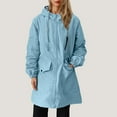 thumbnail image 2 of Fashion Fleece Jackets for Womens Winter Warm Plus Size Zipper Button Shrink Cuffs Double Pockets With Hat Rope Sweatshirt Long Sleeve Hooded Casual Outwear, 2 of 9