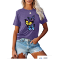 thumbnail image 3 of Anbech Butterfly Shirts for Women Moon Print Graphic Short Sleeve Tees Tops, 3 of 4